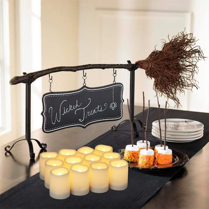 DRomance Outdoor Waterproof Flameless Votive Candles with Timer, Battery Operated LED Tealight Flickering Candles Warm Light Set of 12 Wedding Party Decor Plastic Candle(1.5 x 2 Inches) - Image 5